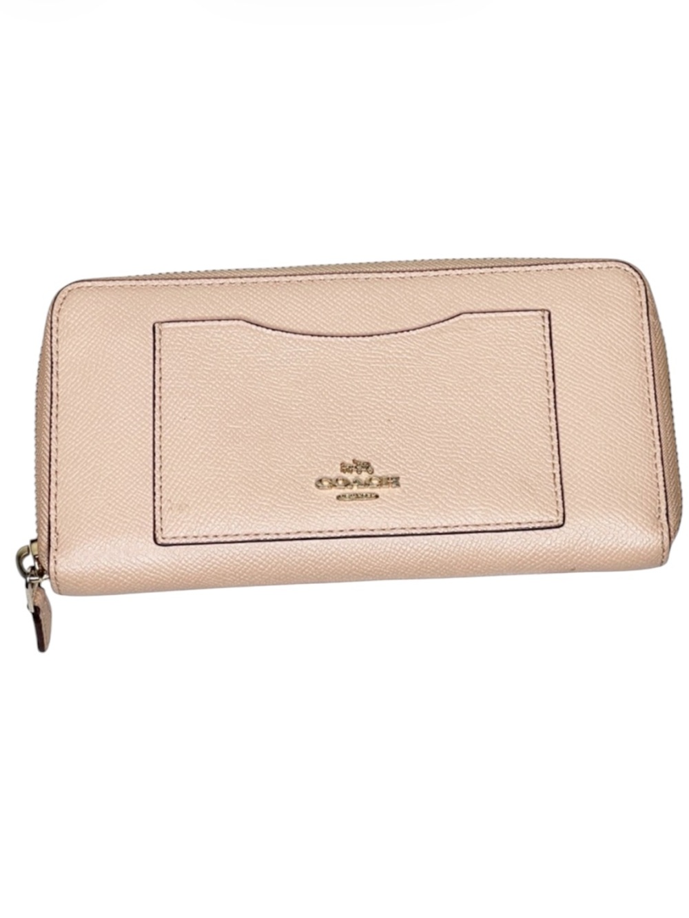 Coach Crossgrain Leather Accordion Zip Wallet Pink/Nude
